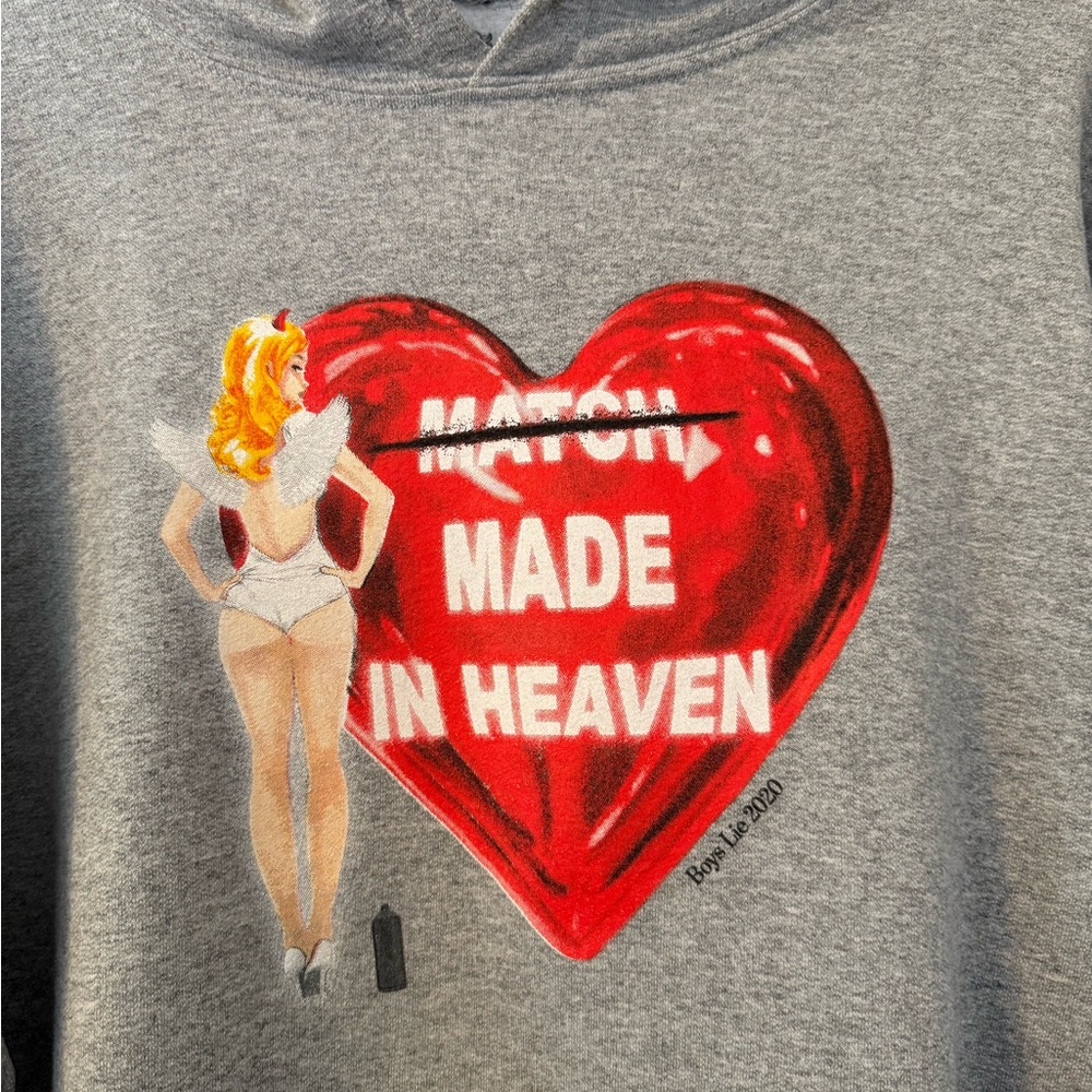 BOYS LIE Grey Graphic Hoodie Sweatshirt One Size